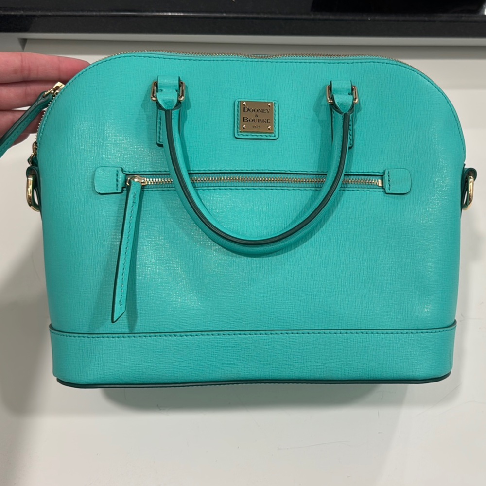 NWT Aqua Dooney & Bourke Zip Satchel & Shoulder Strap
